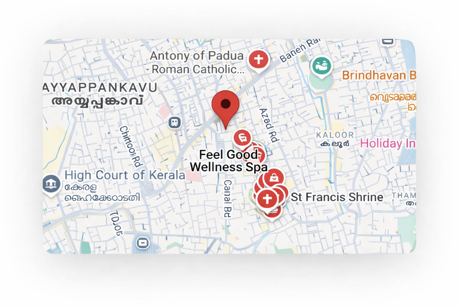 Map location of Feel Good Wellness Spa in Kaloor Kochi